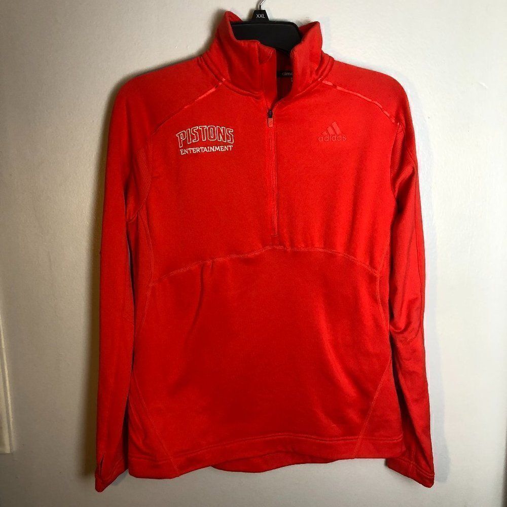 Adidas 1/4 Zip Fleece Pullover womens size M Climawarm sweatshirt Pistons.    SB